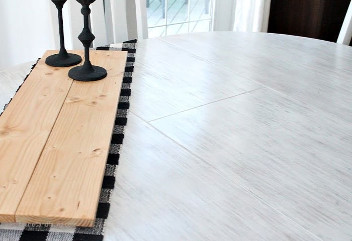 How to makeover a table in farmhouse style using white stain.