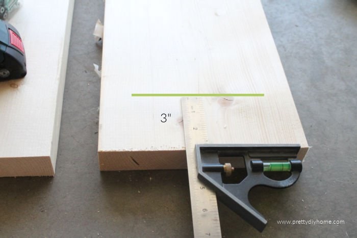 Measuring the placement of supports on wooden DIY bench