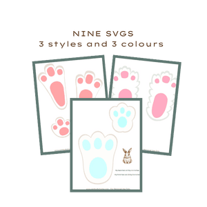 Easter Bunny footorints printables in 3 colours and styles