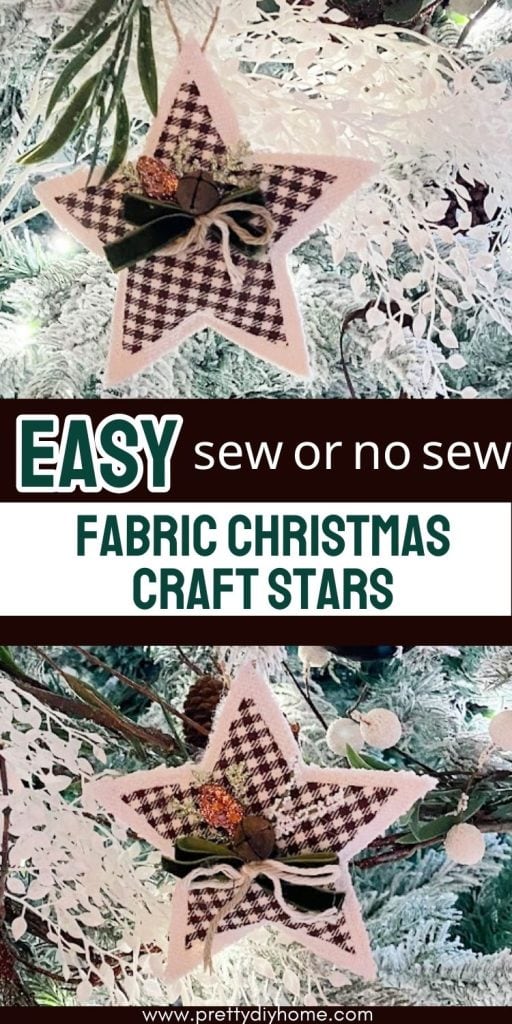 Easy and beautiful fabric star Christmas tree ornaments.