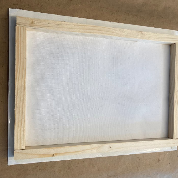 A rectangular shaped wood frame for mounting canvas onto