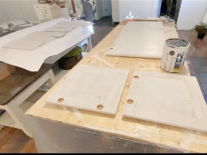 A seperate area for painting and allowing cabinet doors time to dry.