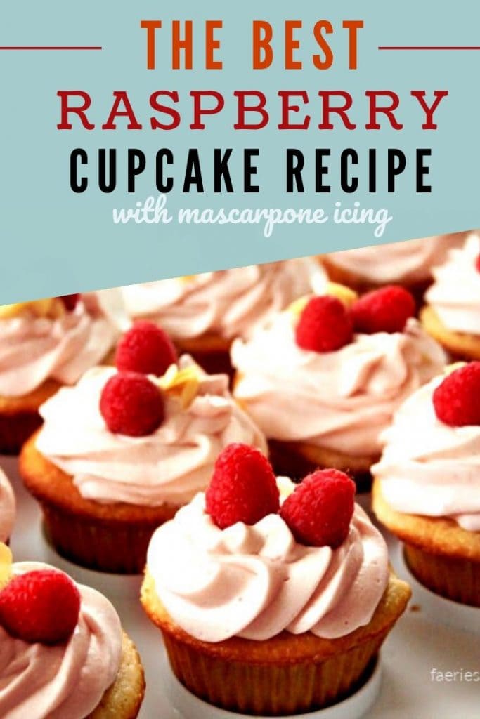 Vanilla Cupcake Recipe covered in a swirl of homemade mascarpone icing.
