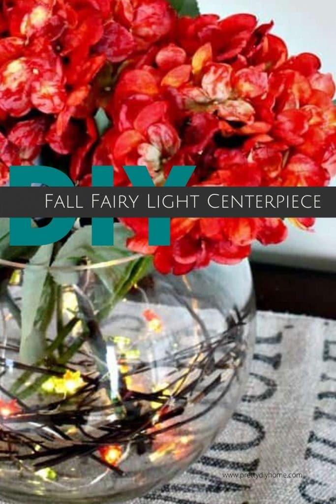 Fall Fairy Light Centerpiece in orange and teal