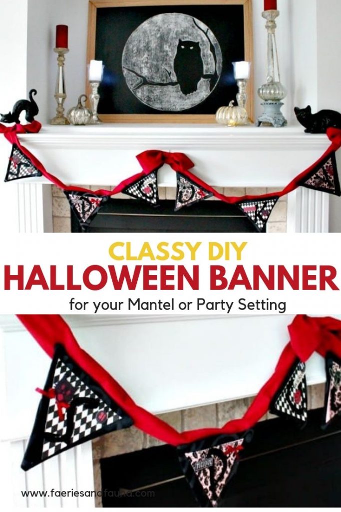 DIY Halloween Banner made with red velvet, Classy halloween decoration for the home.