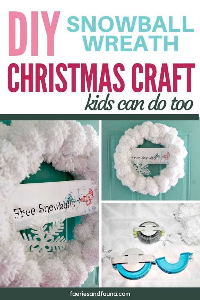 Christmas wreath for the front door. An easy Christmas craft tutorial for a snowball wreath.