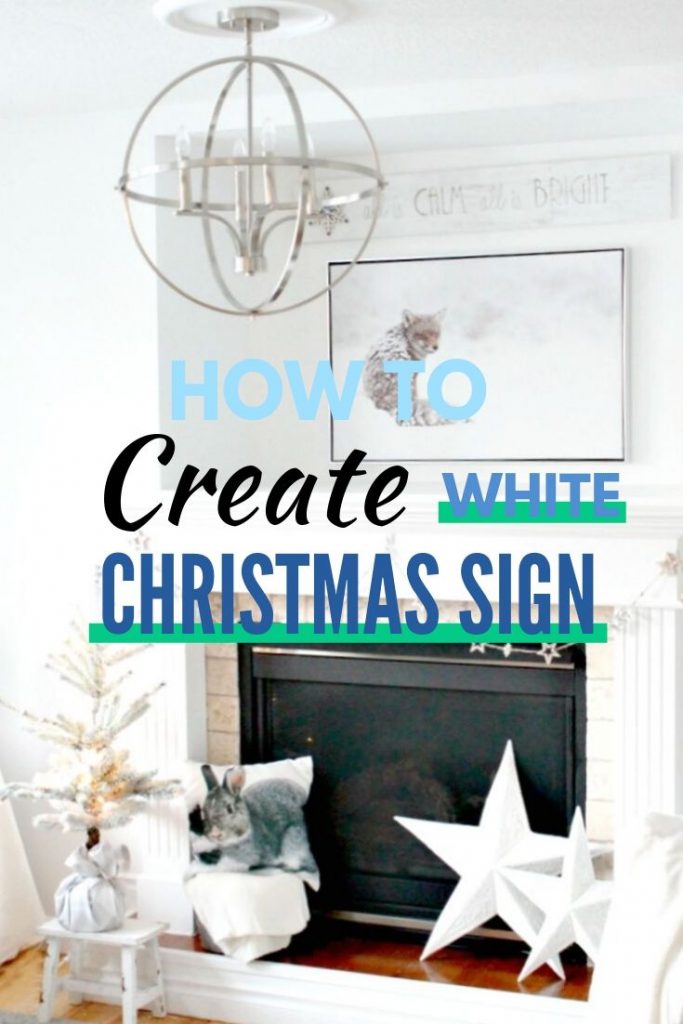 A Christmas wood design idea with a White Christmas decor theme. A easy white wood farmhouse sign that says All is calm all is Bright