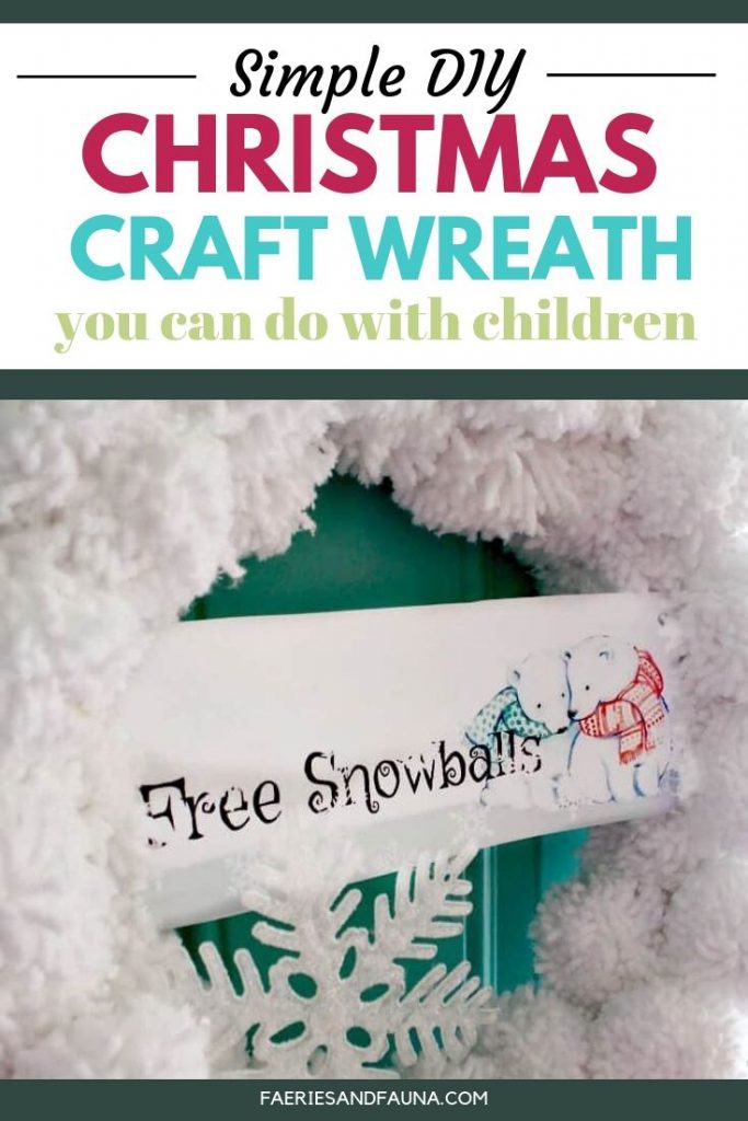 Easy tutorial for handmade Christmas wreath with pom poms. A fun snowball wreath for Christmas.