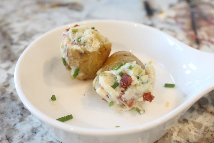 Easy make ahead appetizers, stuffed potatoe appetizers. A simple party food idea. 