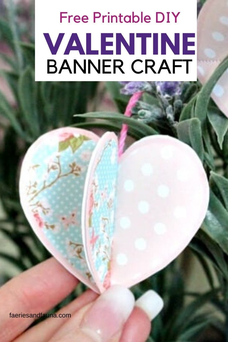 DIY Printable paper banner craft for Valentines Day. An easy cheap Valentine craft idea.