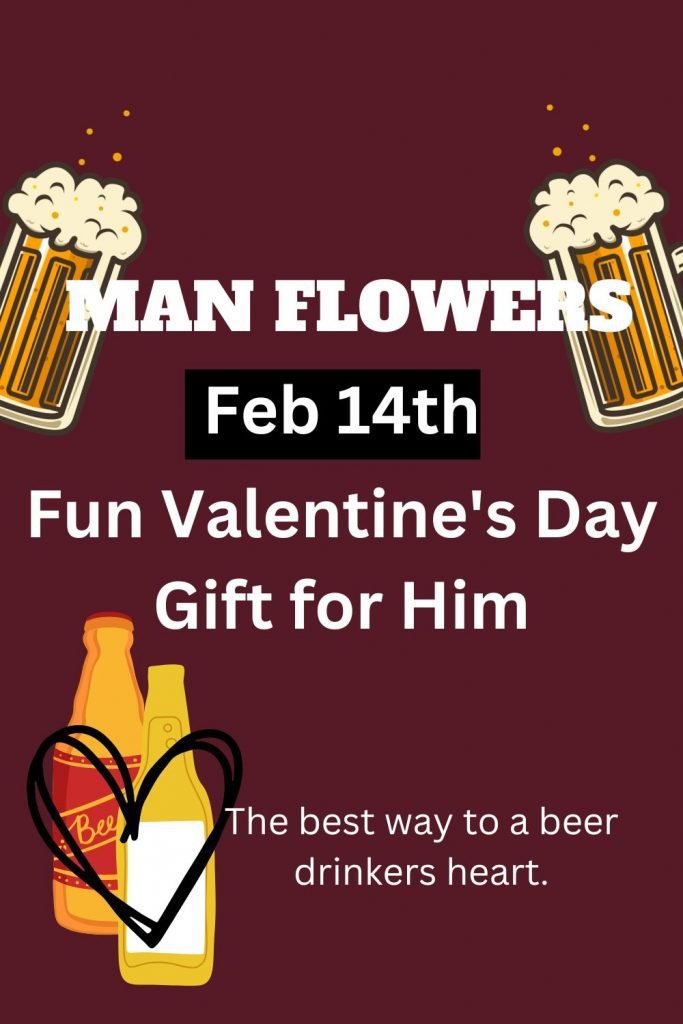 A Valentines Day card for him with beer clipart and hearts