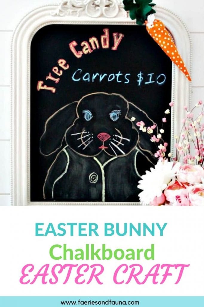 A DIY Easter bunny chalkboard idea. An affordable Easter craft for families.