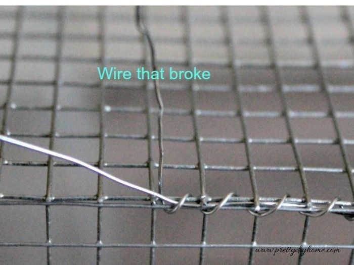 A new piece of wire is added to continue joining the seam after the original wire broke.