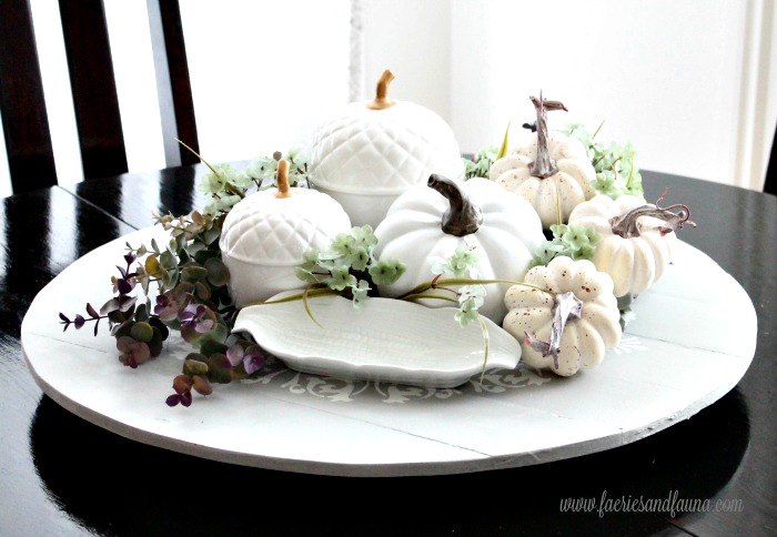 Fall centerpiece on a kitchen table.