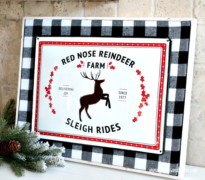 Christmas DIY Sign with Buffalo Check Background