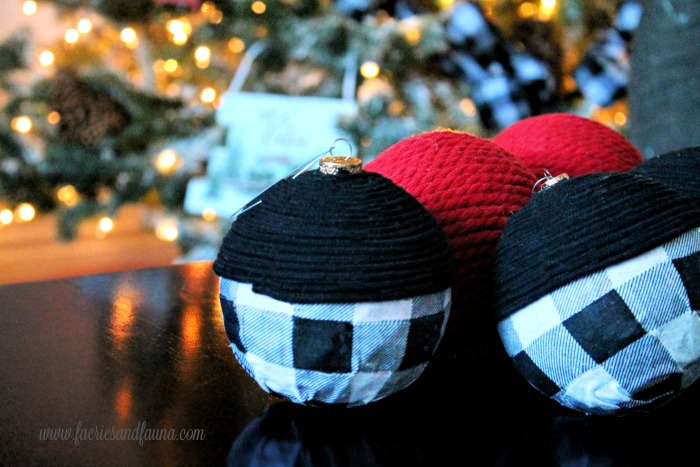 DIY Christmas Ornaments made from fabric and recycled Christmas balls.