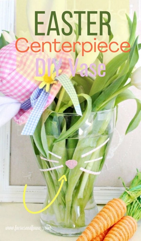 A simple and adorable Eastercenterpiece DIY Vase, with bunny whiskers.