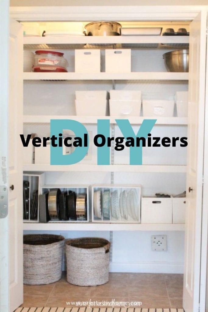 A beautifully organized Pantry with vertical storage, boxes and baskets