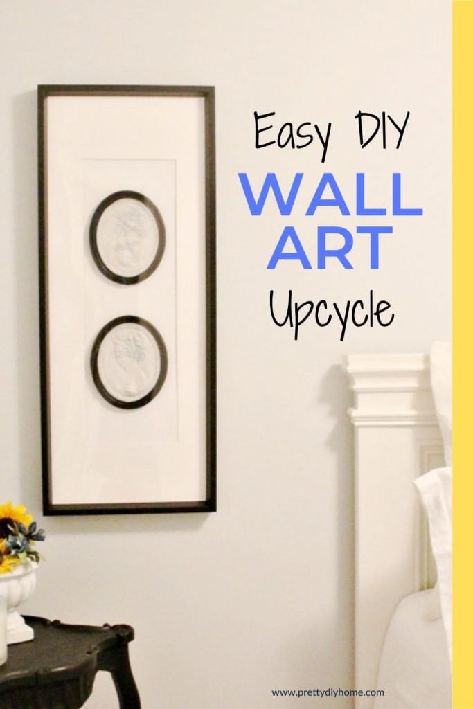 DIY wall artb idea with two black and white upcycled cameos on a frame.  