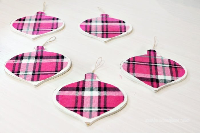 Plain pink flannel farmhouse DIY Christmas ornaments