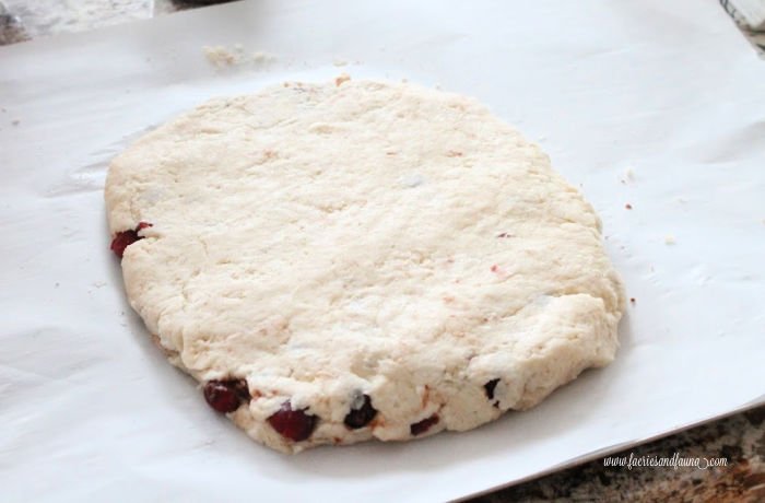 Layering dough in cranberry scones