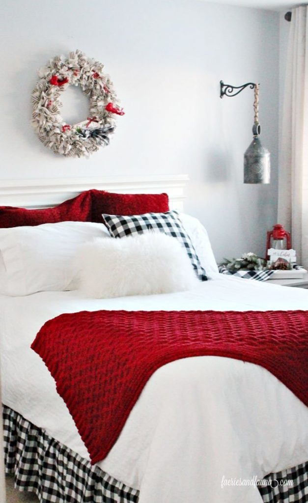 A farmhouse Christmas bedroom.