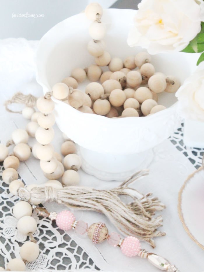 Adding bling to farmhouse wood beads