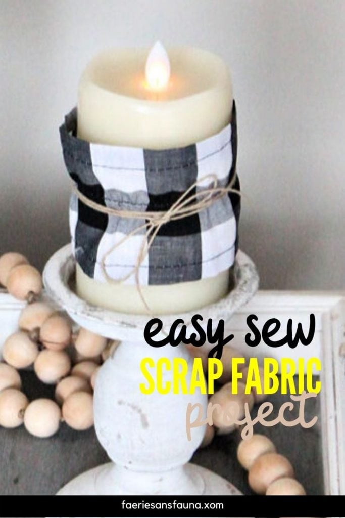 Fabric craft candle covers using scrap fabric.