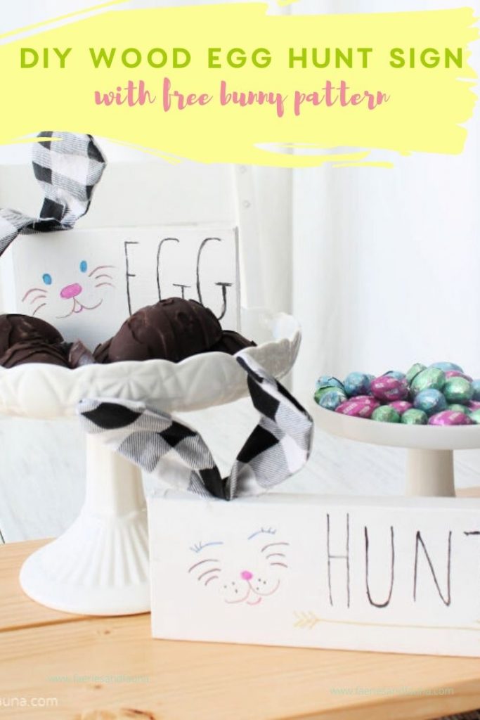 Scrap Wood Sign Shelf Sitters with Easter Bunny Ears and Easter Hunt