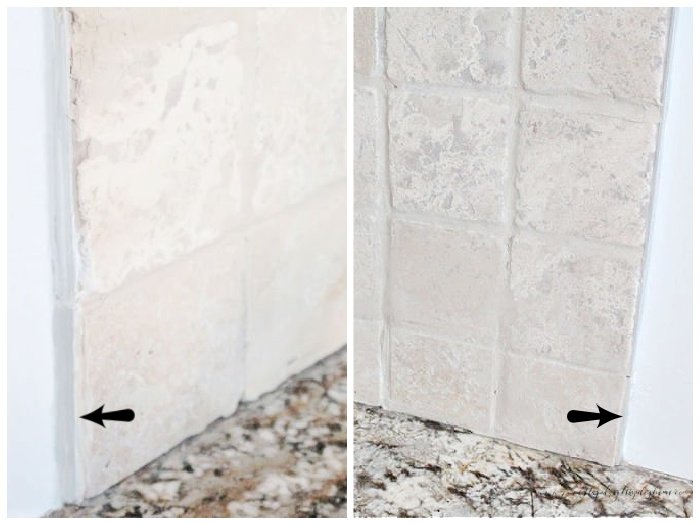 Two examples of metal rail edging you need to place on a diy backsplash if there is no wall to finish against.