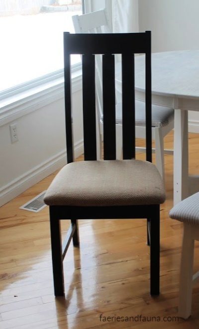 How to Refinish a chair, the before picture. A wood chair with scratches and wear