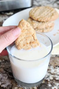 Dunking moist and chewy homemade cookies in milk.