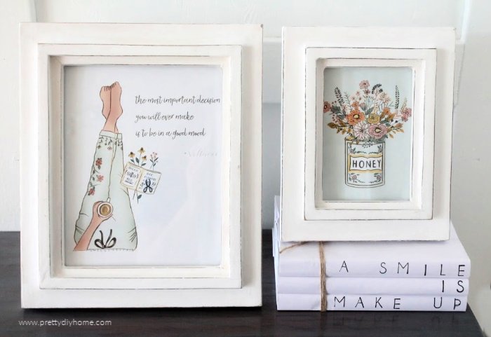 Two farmhouse printables in pretty feminine colours with motivational sayings.