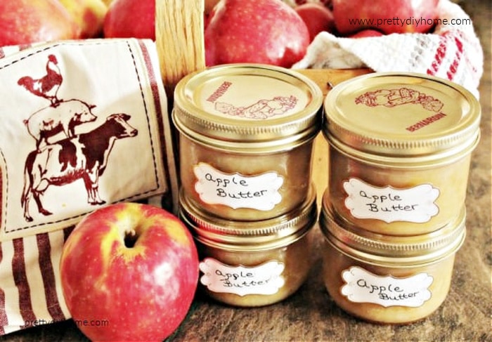 Homemade apple butter recipe made on the stove top then sealed in canning jars.