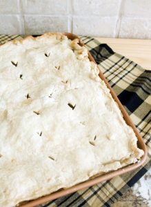 A whole apple pie slab for a group or