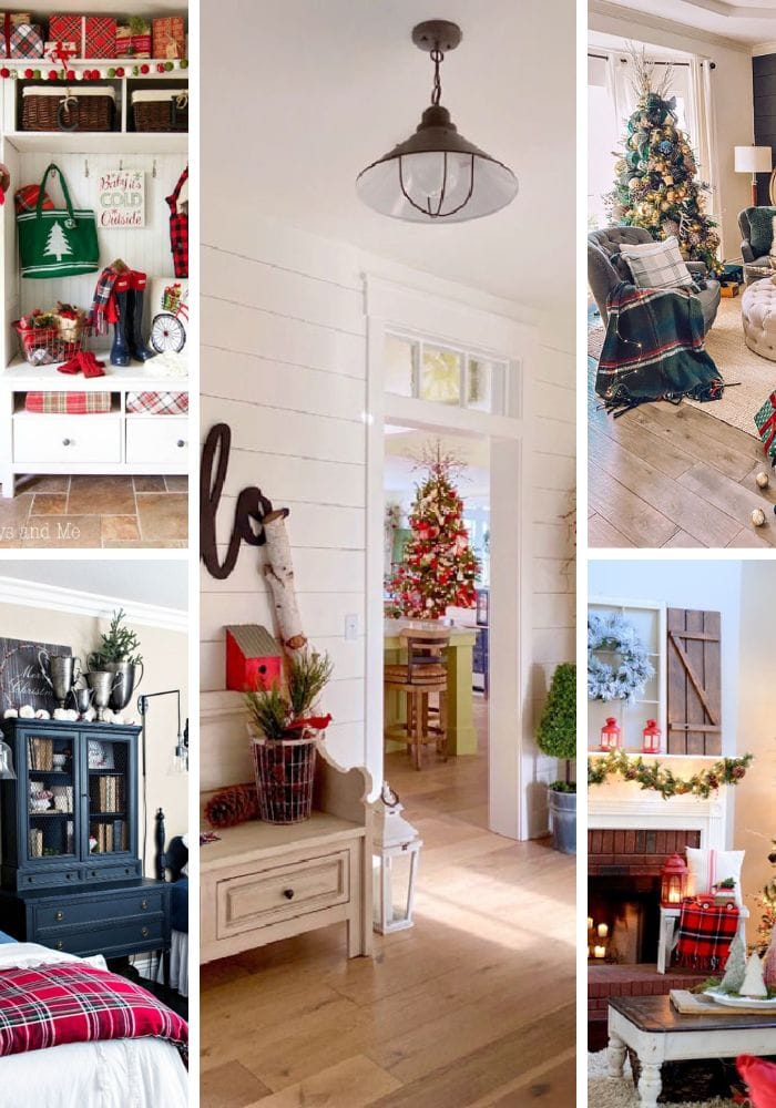 A collection of different rooms decorated in Tartan and Plaid Christmas decorations