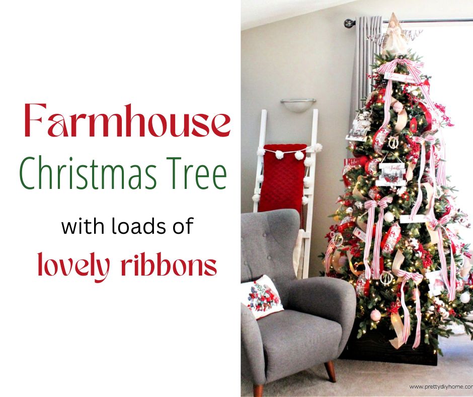 Farmhouse Decorated Christmas Tree With Ribbons Pretty DIY Home