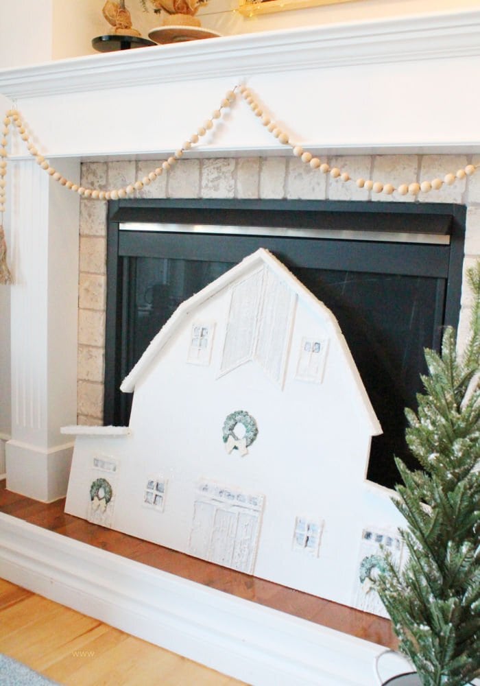 Large barn wall art craft for a Christmas fireplace