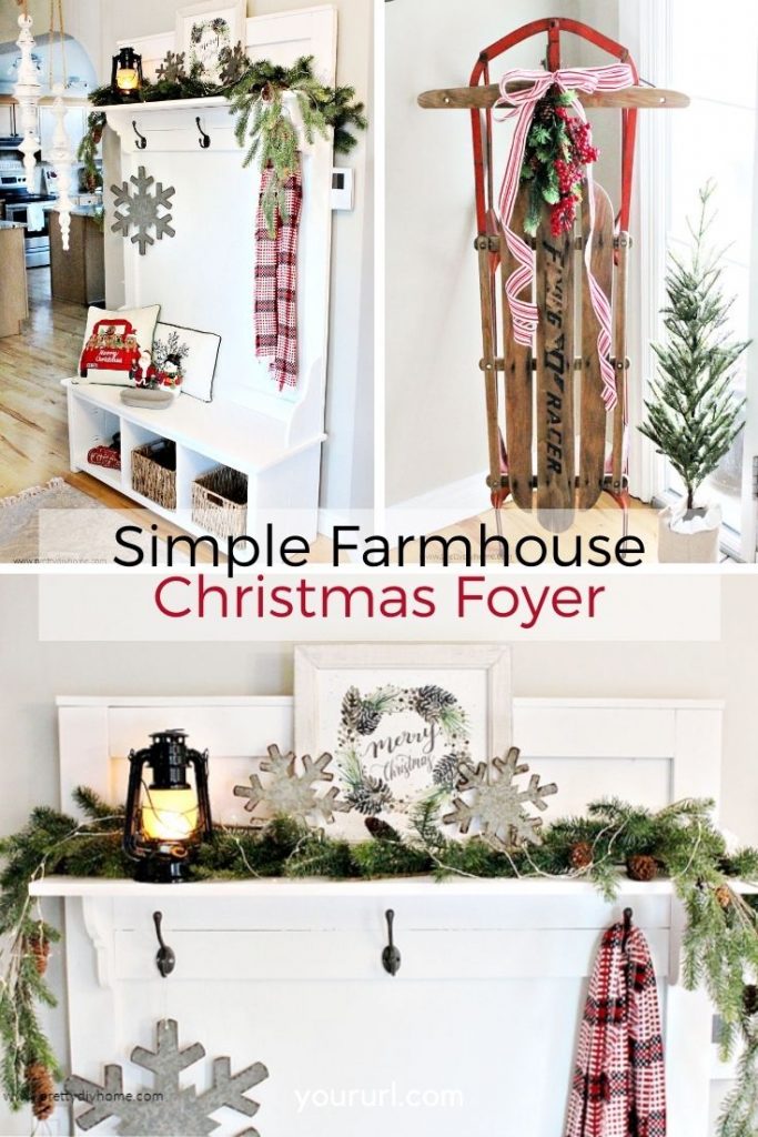 Simple farmhouse decor ideas for the entry.