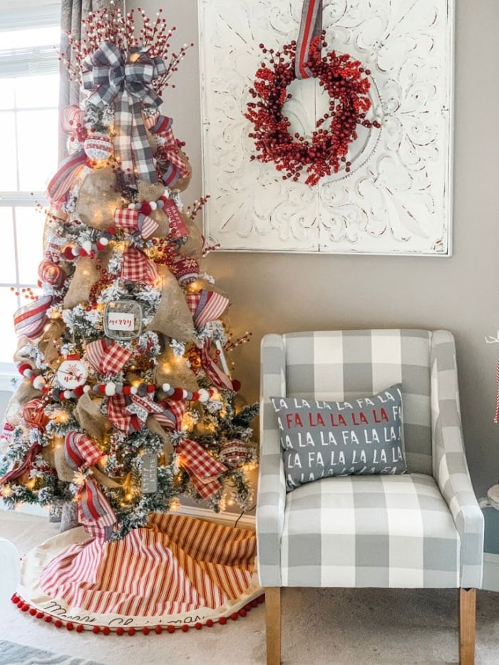 Christmas mantel decor using buffalo check! - Wilshire Collections