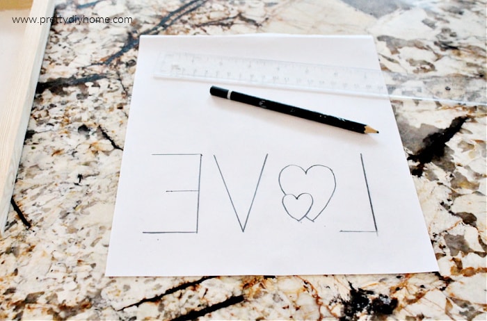 Free downloadable LOVE word pattern for making a sign.