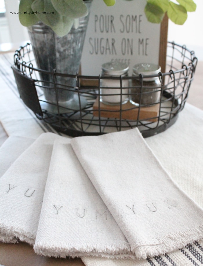 Hand Painted Linen Kitchen Towels & Napkins – Easy DIY Project