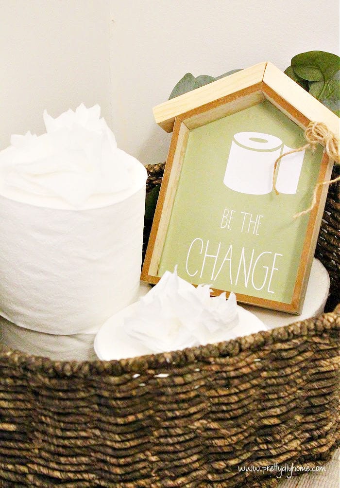 Farmhouse Toilet Paper Storage, Dollar Tree DIY