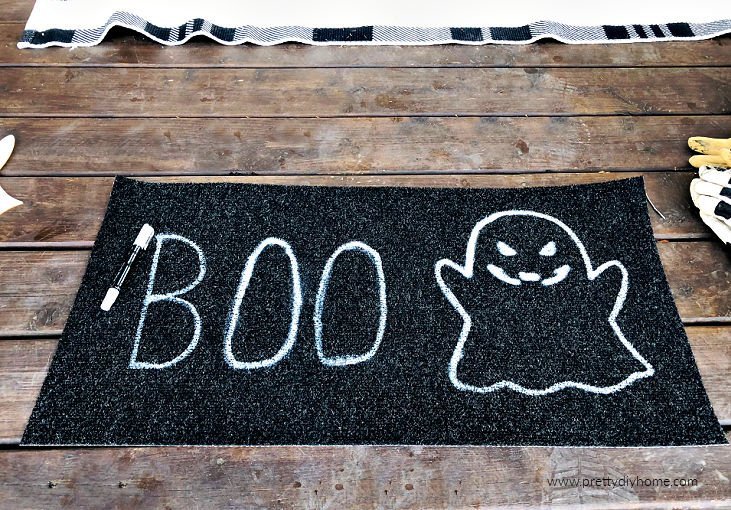 DIY Halloween Door Mat + Front Porch - House On Longwood Lane