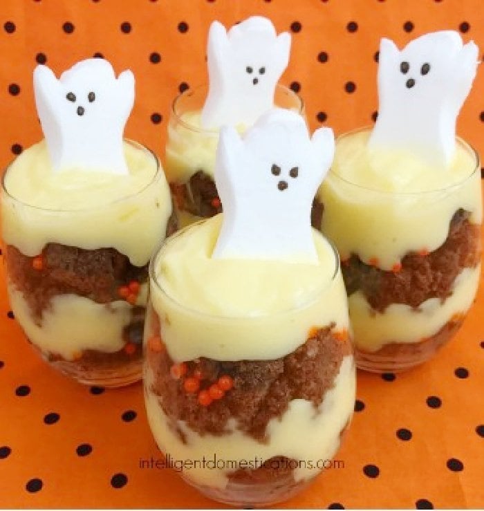 Four Ghost Halloween parfait treats 