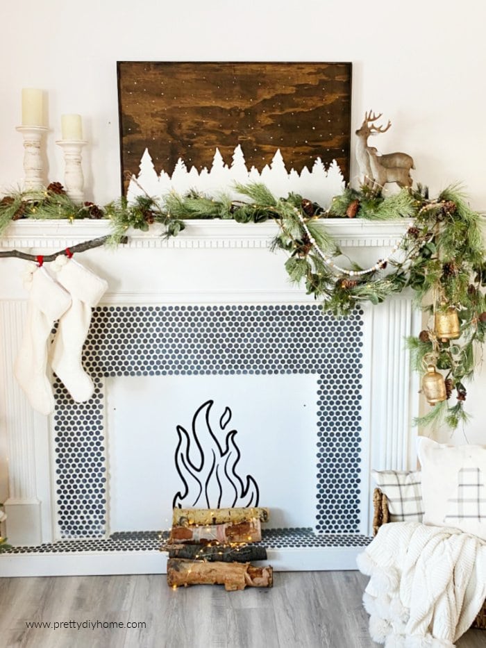 Neutral Rustic Christmas Mantel Decor