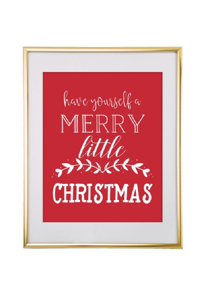 Have yourself a Merry little Christmas printable. The Christmas printable has a red background with white lettering.