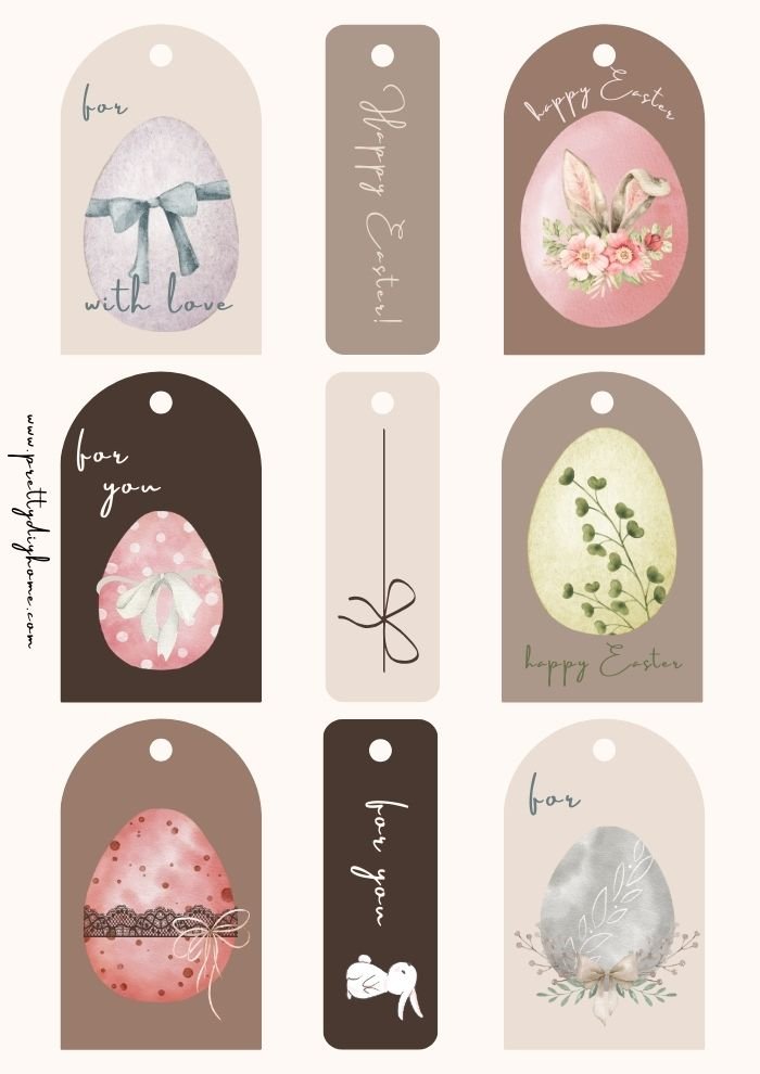 Easter egg themed free printable Easter tags.