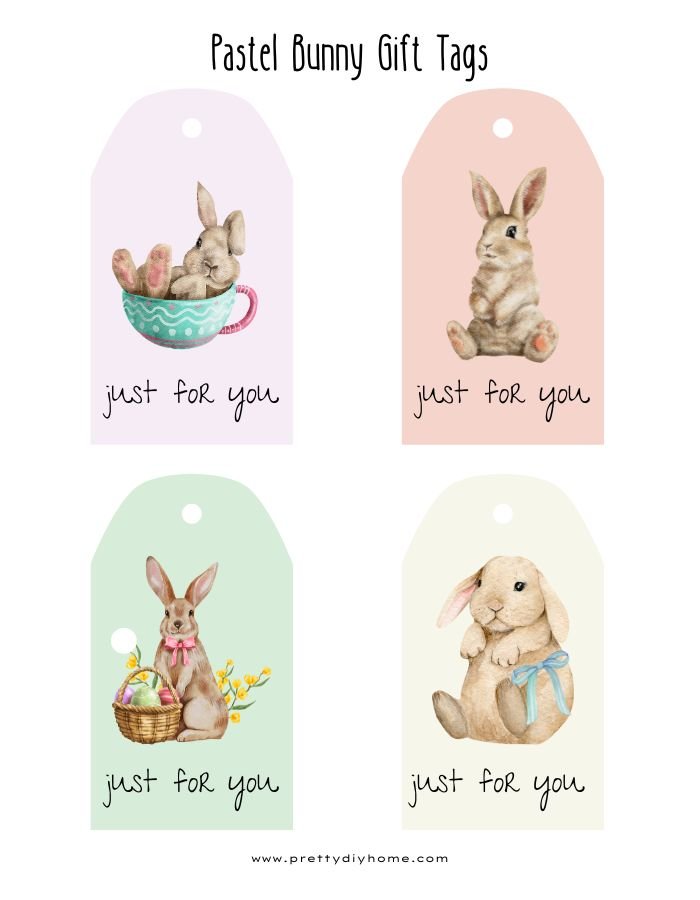 Easter gift tags with Easter bunnies, that say just for you.