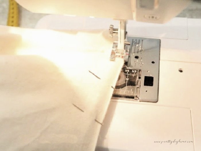 How to sew a seam opening closed on a DIY pillow insert using the sewing machine.  